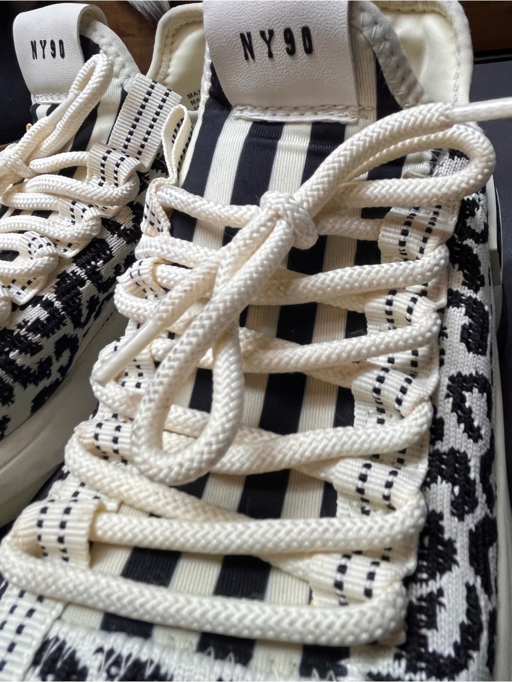 Women's Cream and Black leopard print Sneaker - Picture 7 of 9